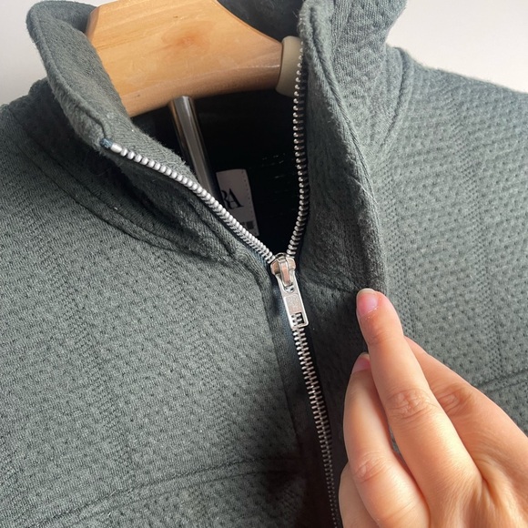 Zara | Moss Green Full Zip High Funnel Neck Bomber Jacket ML Oversized Fall Cozy - Picture 5 of 8
